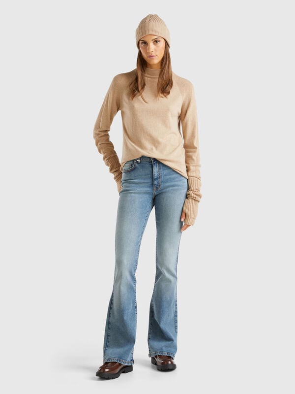 Flared jeans in recycled cotton blend Women