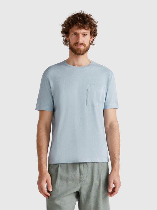 T-shirt en lin mélangé avec poche Homme