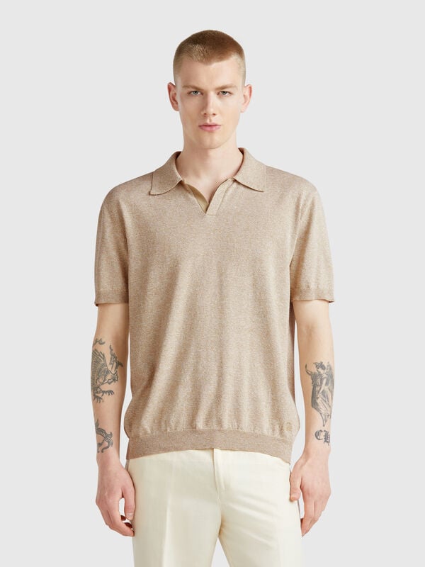 Polo à manches courtes en coton mélangé Homme