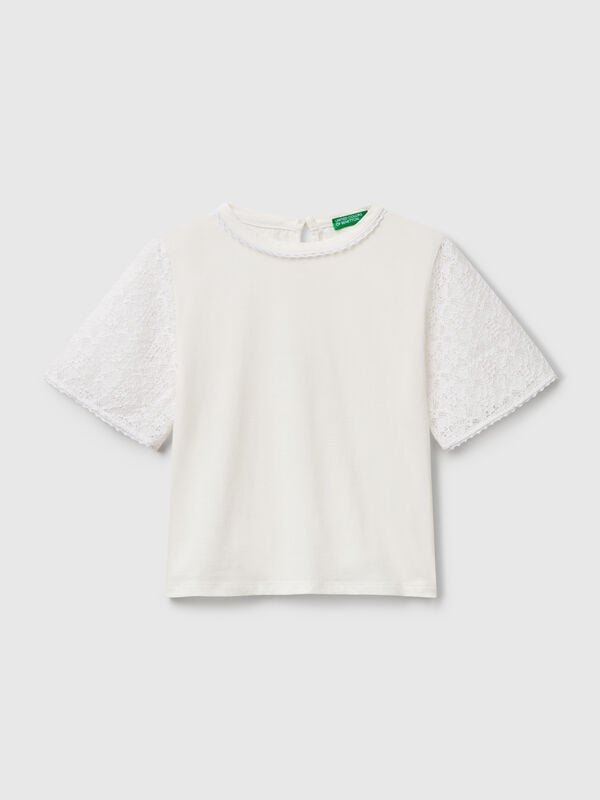 T-shirt avec manche en dentelle Filles