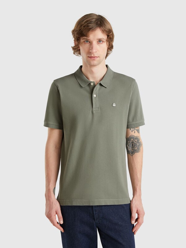Polo ajusté vert sauge Homme