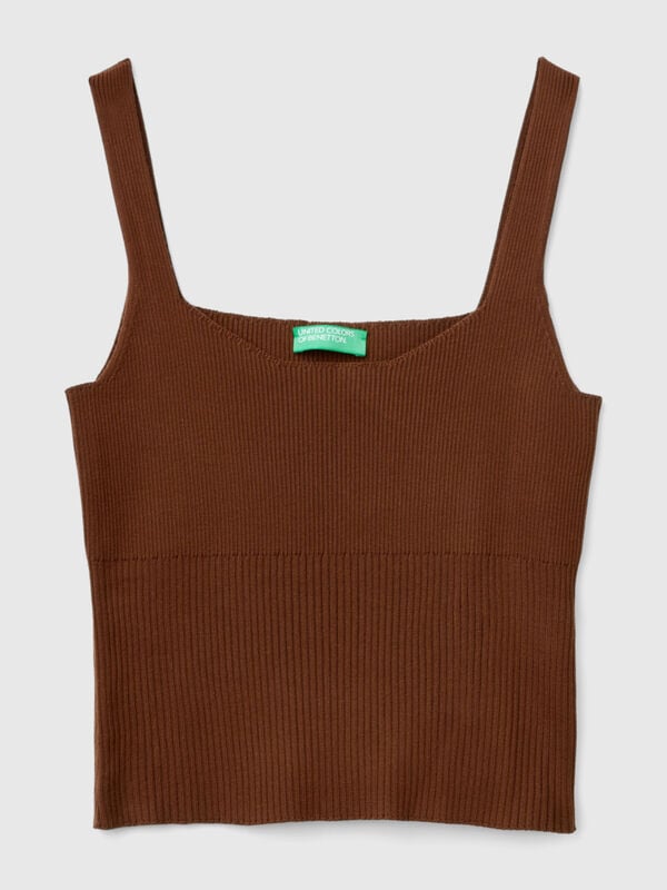 Knitted tank top with square neckline Women