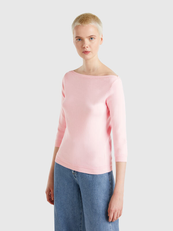100% cotton boat neck sweater Women