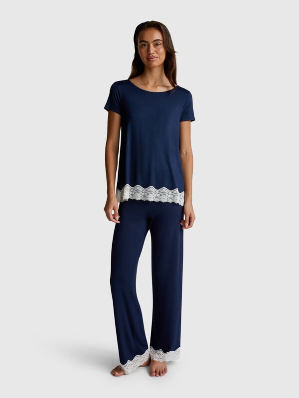 Flie&szlig;ende Hose mit Spitze Damen