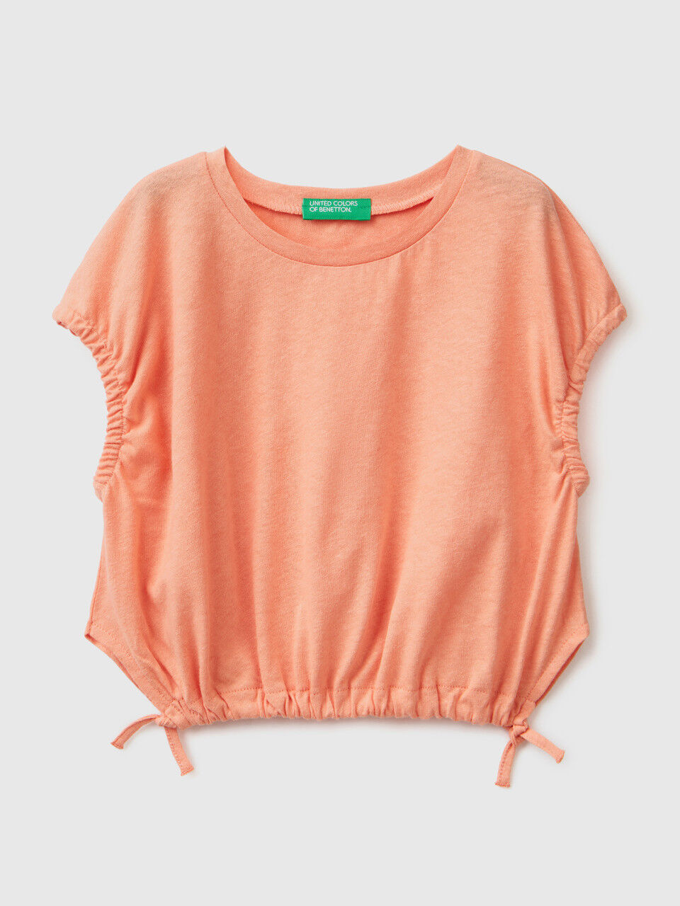 Top with laces in linen blend