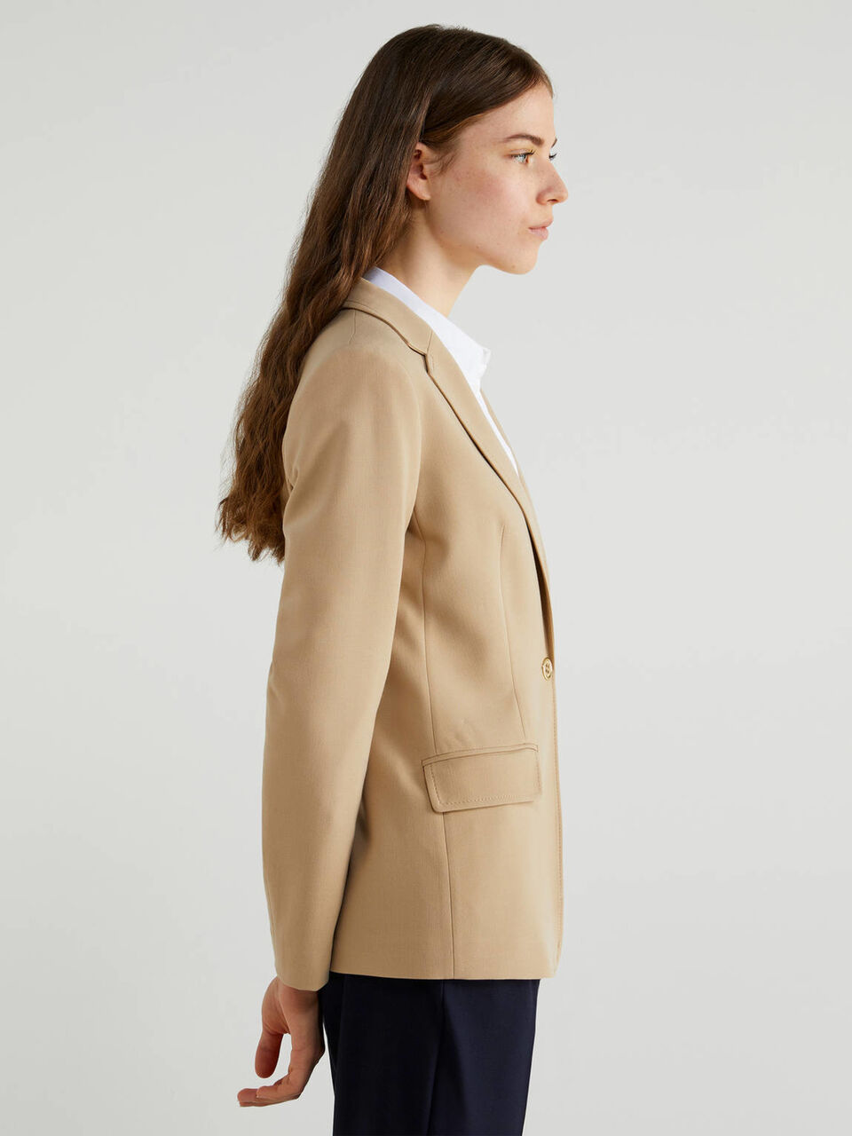 Waisted solid colored blazer Women image number null