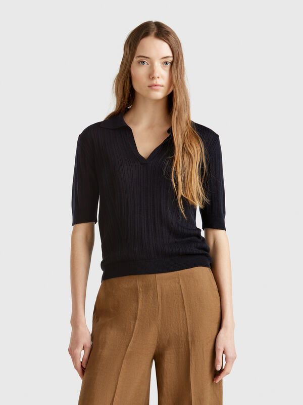 Short sleeve knit polo Women