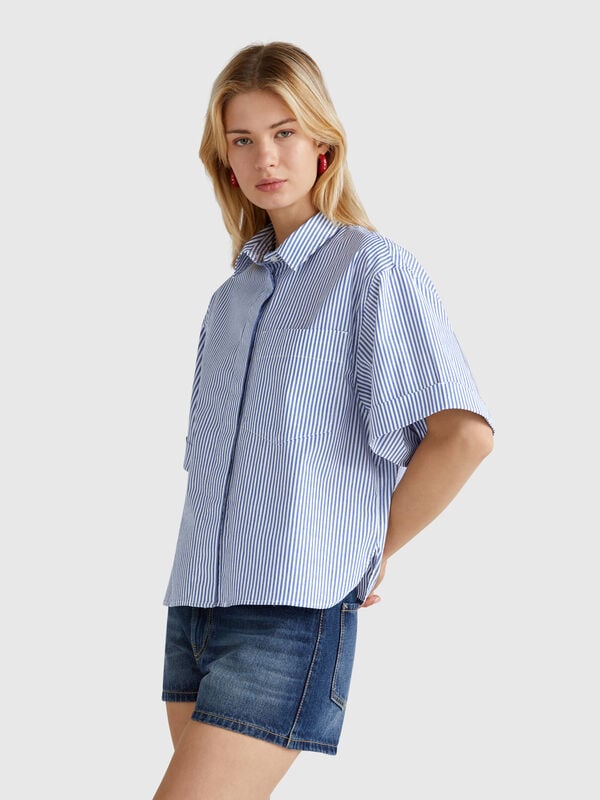 Chemise coupe boxy rayée Femme
