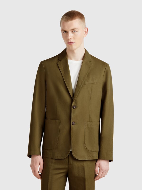 Blazer coupe slim en lin mélangé Homme