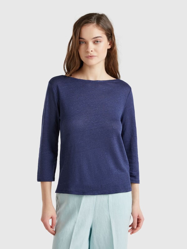 T-shirt manches 3/4 en pur lin Femme