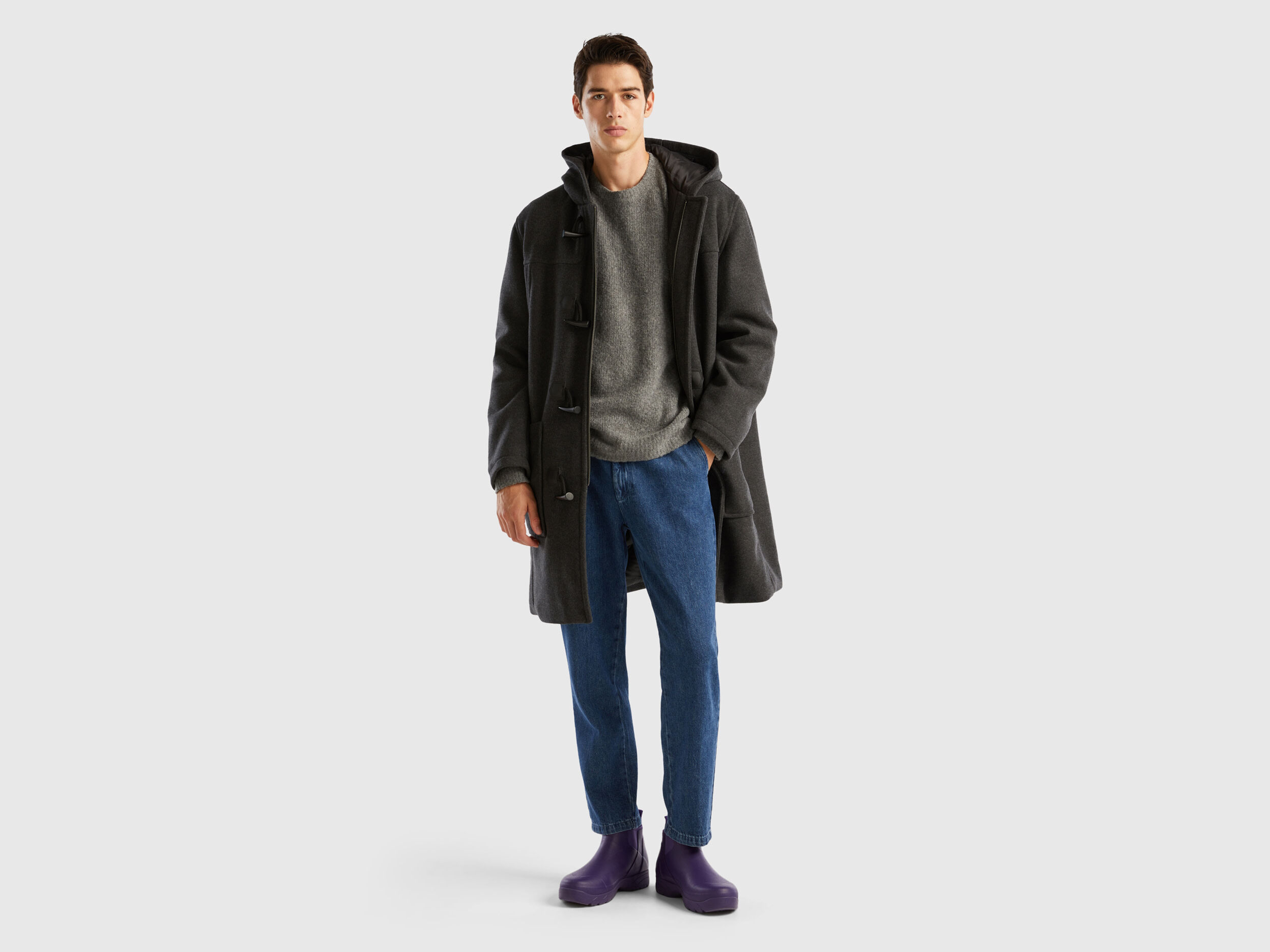 Wool hooded duffle coat sale