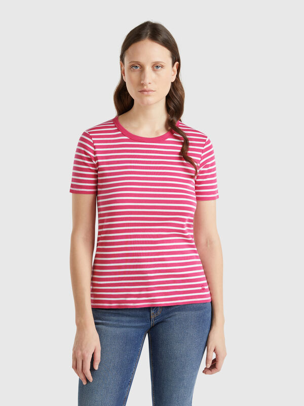 T-shirt rayé à col rond Femme