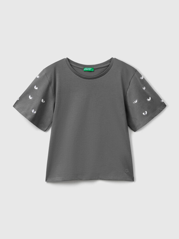 T-shirt with rhinestone sleeves Junior Girl