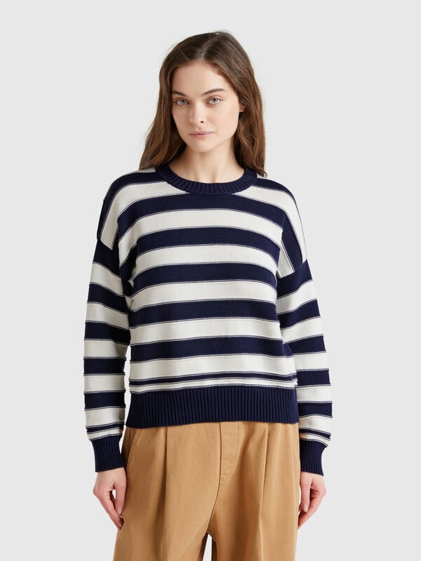Pull rayé en coton tricot Femme