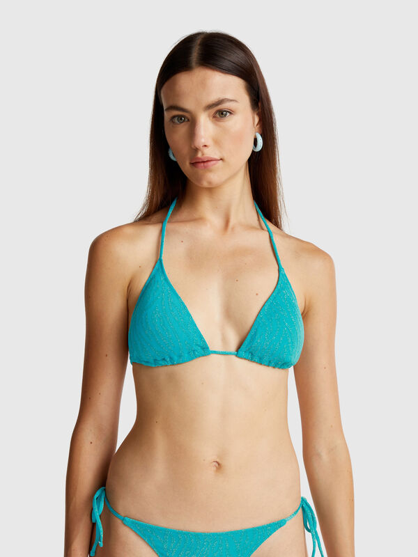 Padded triangle bikini top with animal print Women