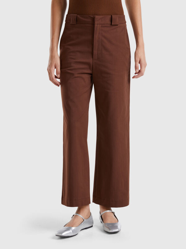 Cropped straight leg trousers Women