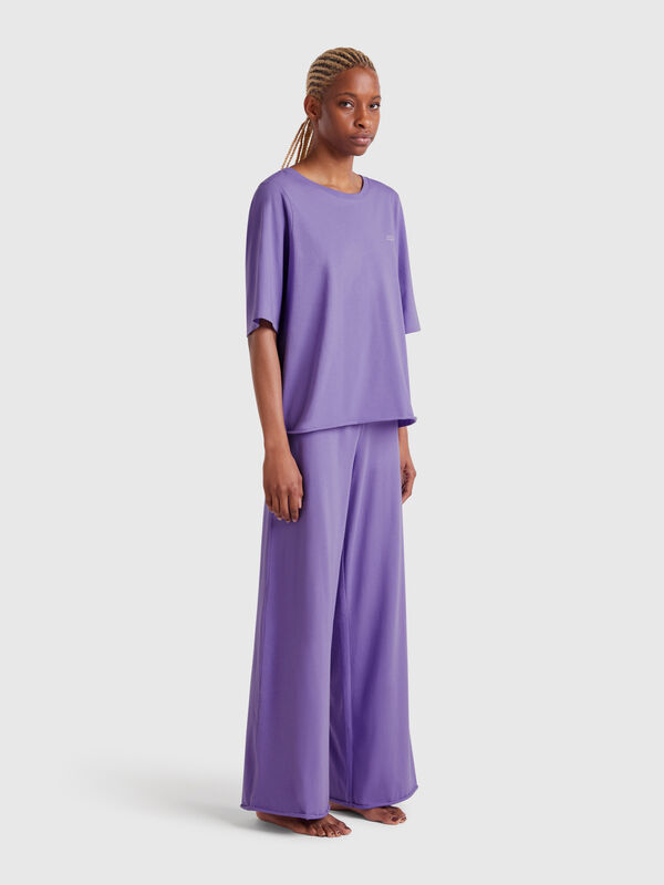 Locker sitzender Pyjama aus reiner Baumwolle Damen