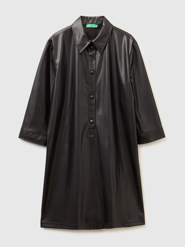 Robe avec col en tissu enduit Femme