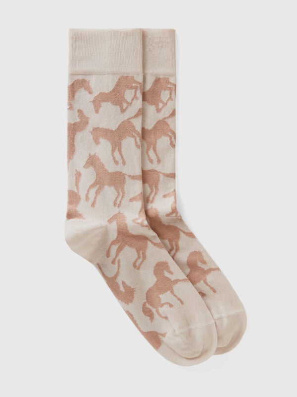 Long pink socks with horses