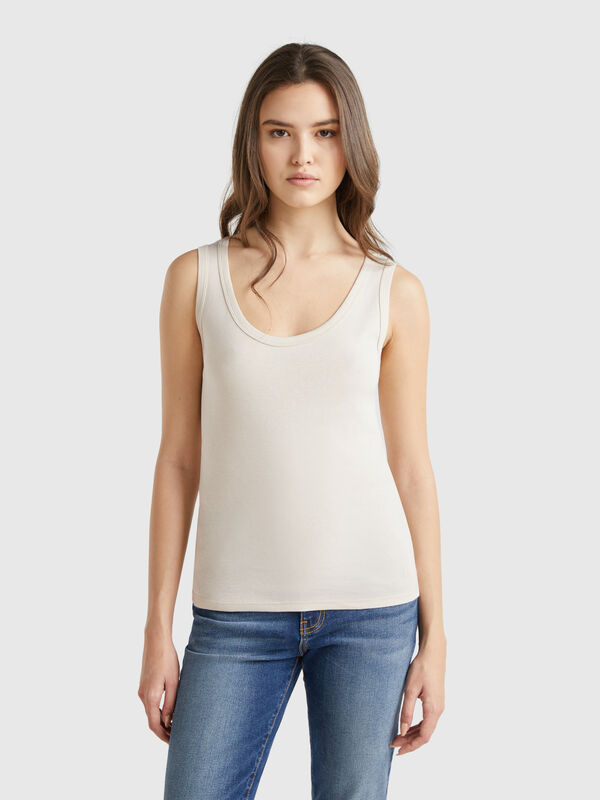 Beigefarbenes Tanktop aus reiner Baumwolle Damen