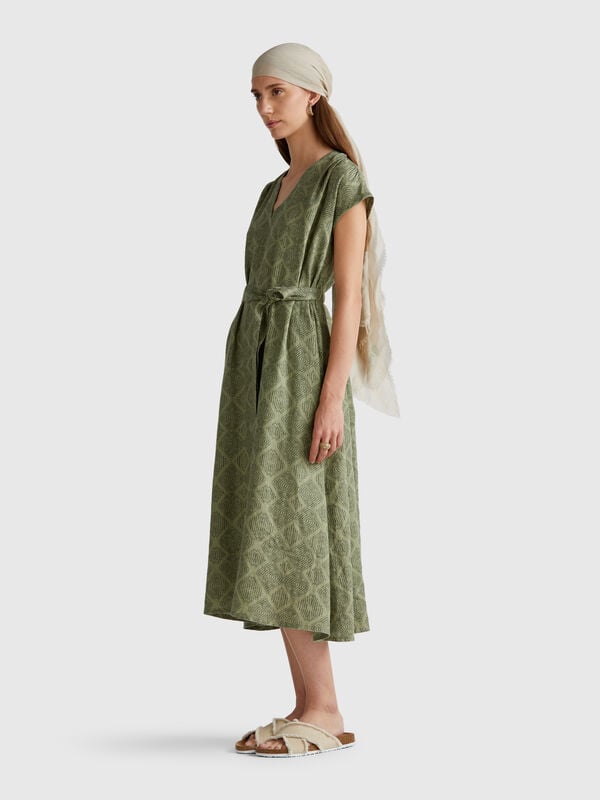 Robe en lin imprimé Femme