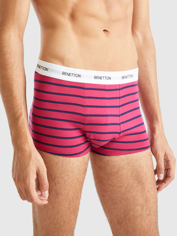 Boxer rayé en coton bio stretch