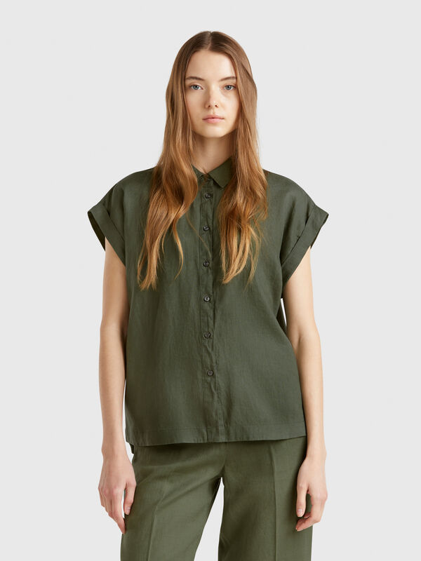 Chemise coupe classique en pur lin Femme
