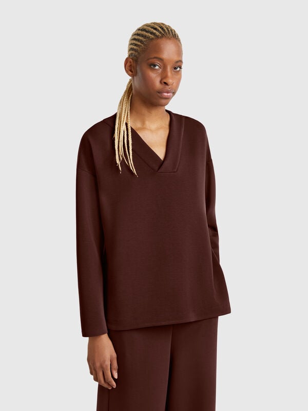 Sweat col V Femme