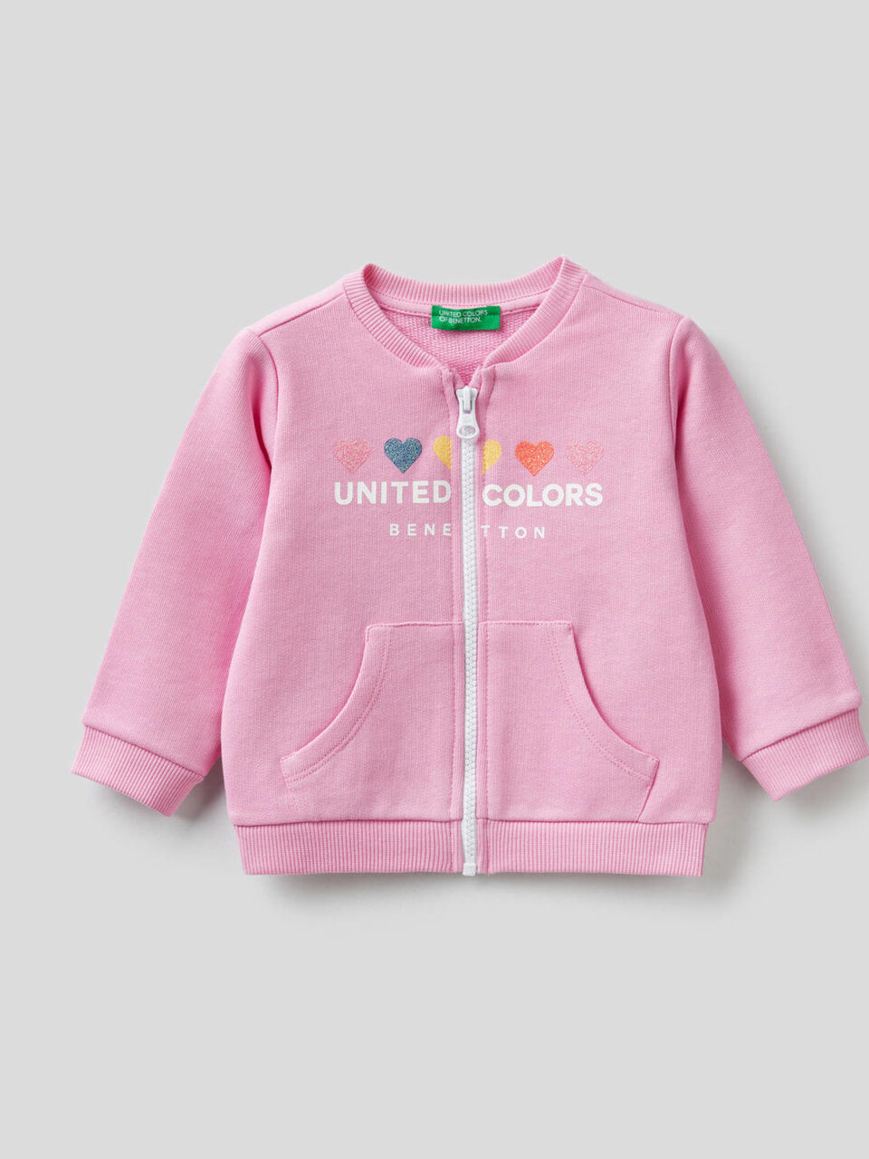 Sweatshirt with zip in organic cotton image number 1