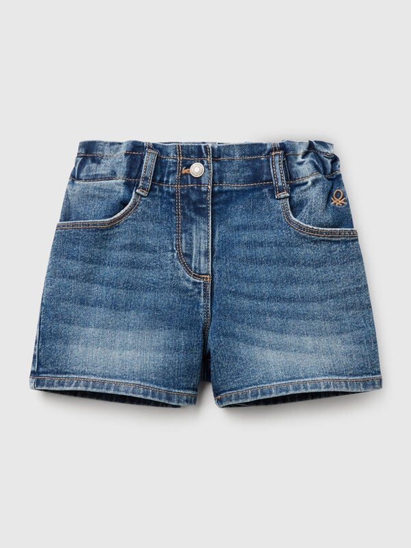 Paperbag-Jeansshorts Mädchen