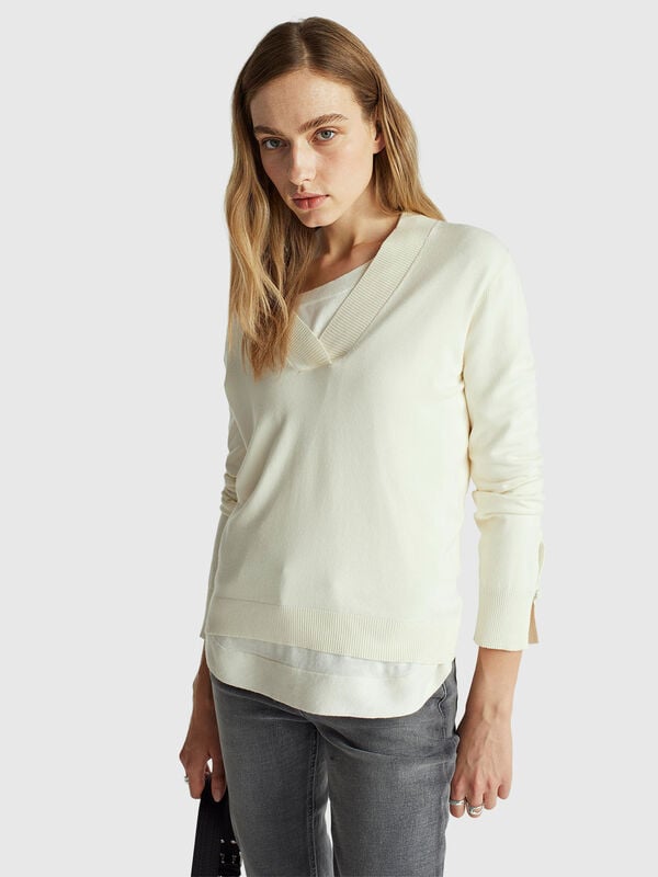 Pull col V Femme