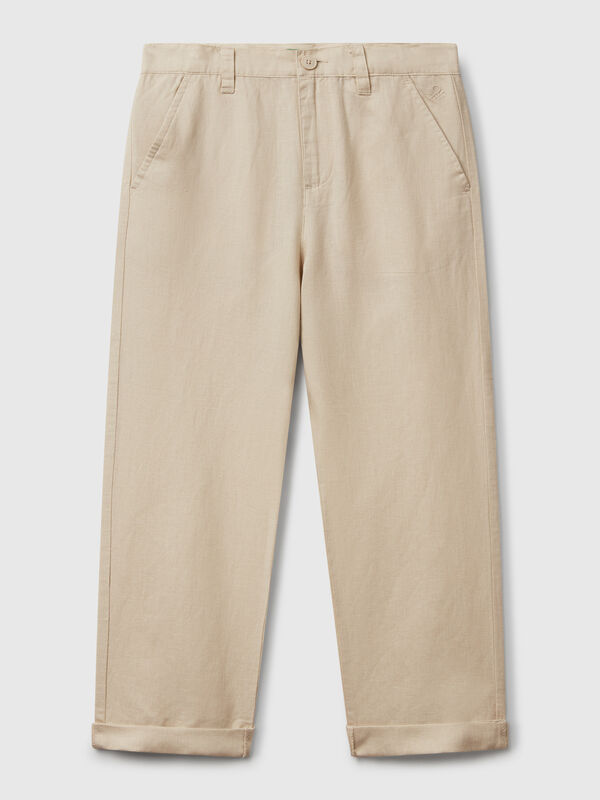 Relaxed fit trousers in linen blend Junior Boy