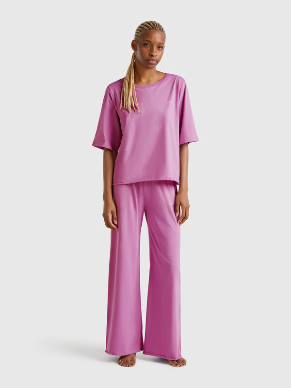 Locker sitzender Pyjama aus reiner Baumwolle Damen
