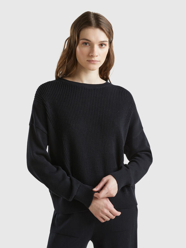 Pullover aus Baumwolle in Schwarz Damen