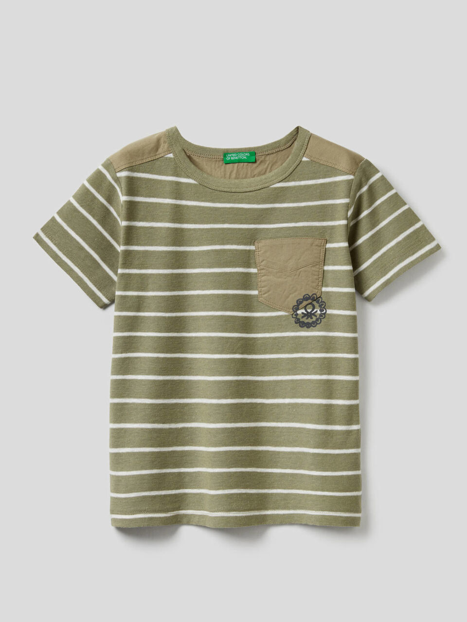 T-Shirt in einer Mischung aus Baumwolle und Leinen mit Streifen image number 1
