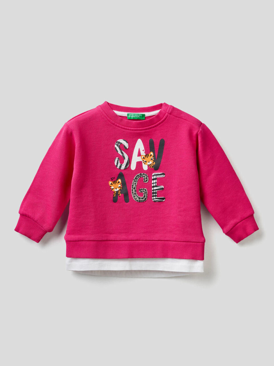 Sweatshirt mit Print und doppeltem Saum unten image number 1