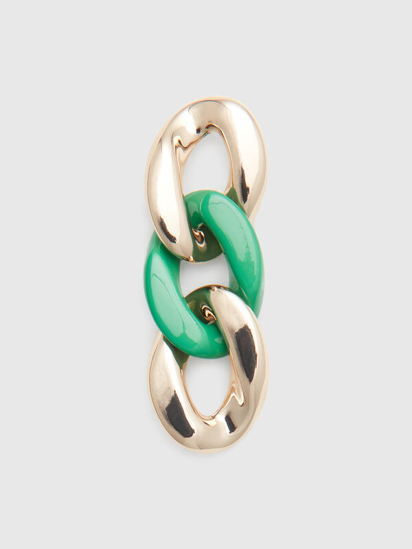 Boucles d'oreilles pendantes avec chaîne dorée et verte Femme