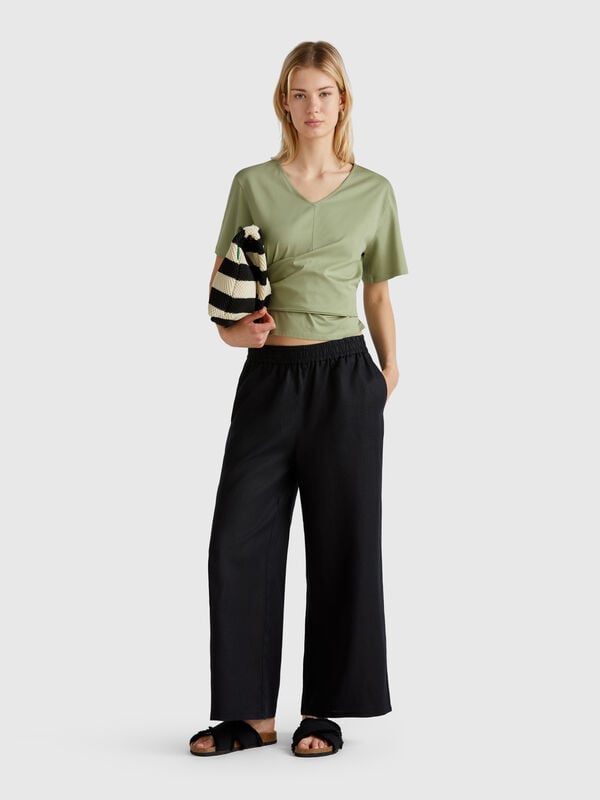Pantalon large en pur lin Femme