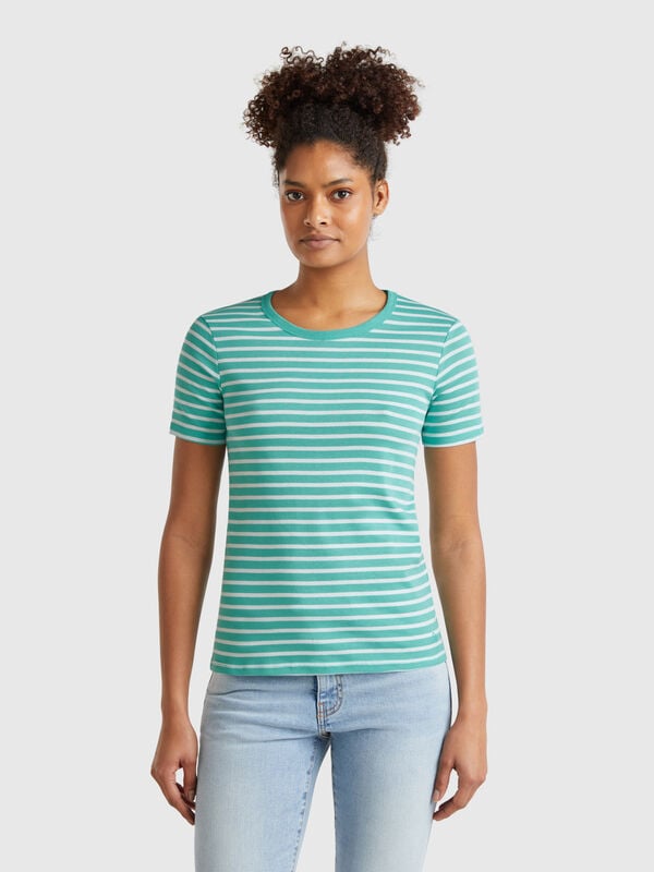 Gestreiftes T-Shirt mit Rundhalsausschnitt Damen
