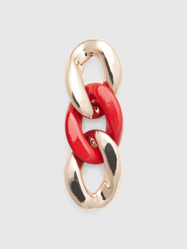 Boucles d'oreilles pendantes avec chaîne dorée et brique Femme