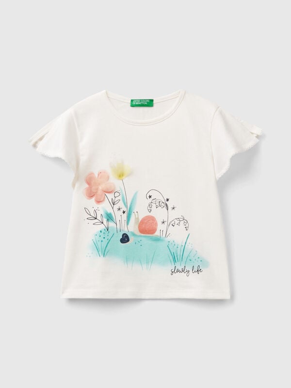T-shirt with print and tulle Junior Girl