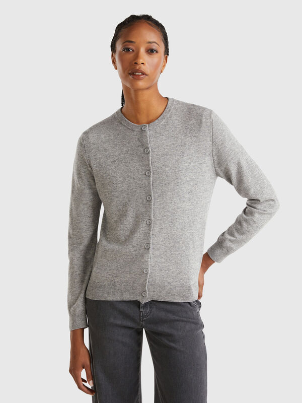 Light gray cardigan in cashmere and wool blend Women