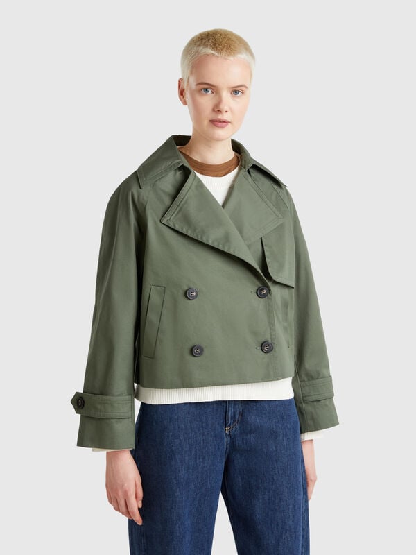Trench court à double boutonnage Femme