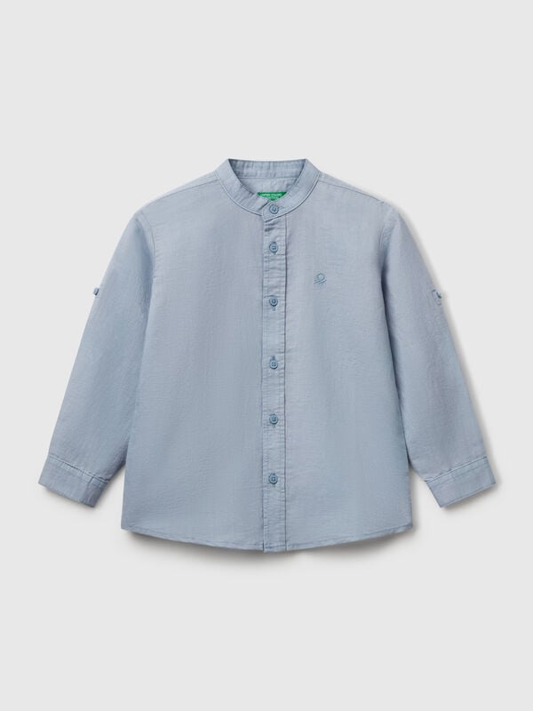 Chemise mandarine en lin mélangé Garçon