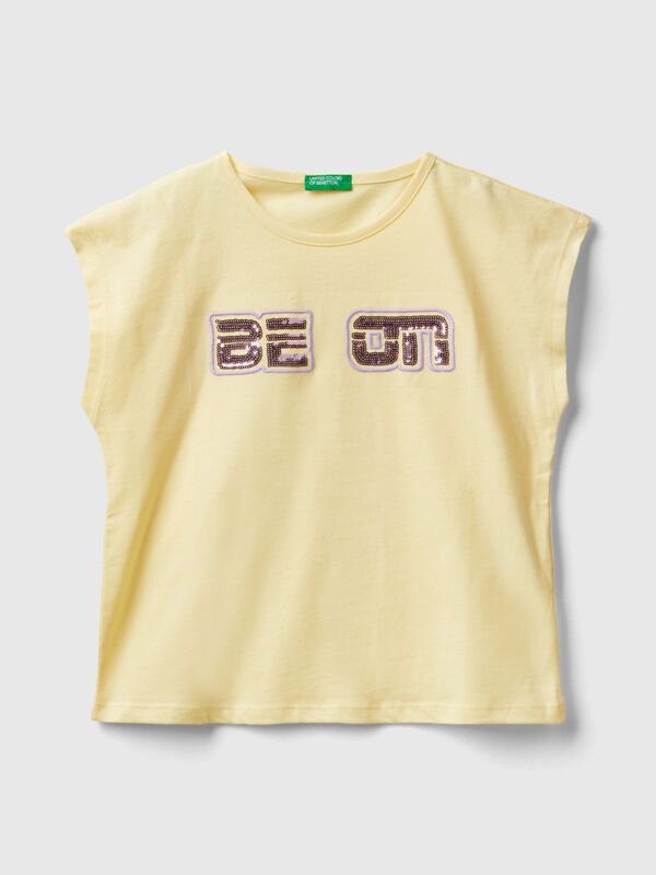T-Shirt mit Glitter-Logo-Print Mädchen