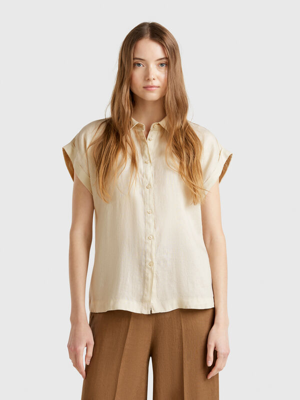 Chemise coupe classique en pur lin Femme