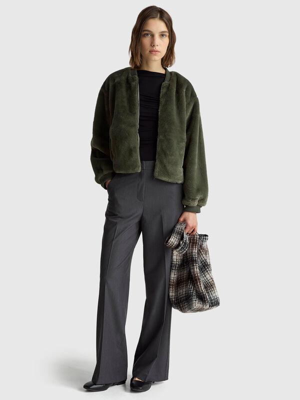 Blouson aviateur en fausse fourrure Femme