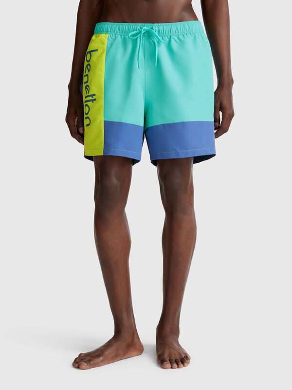 Farbblock-Badeshorts Herren