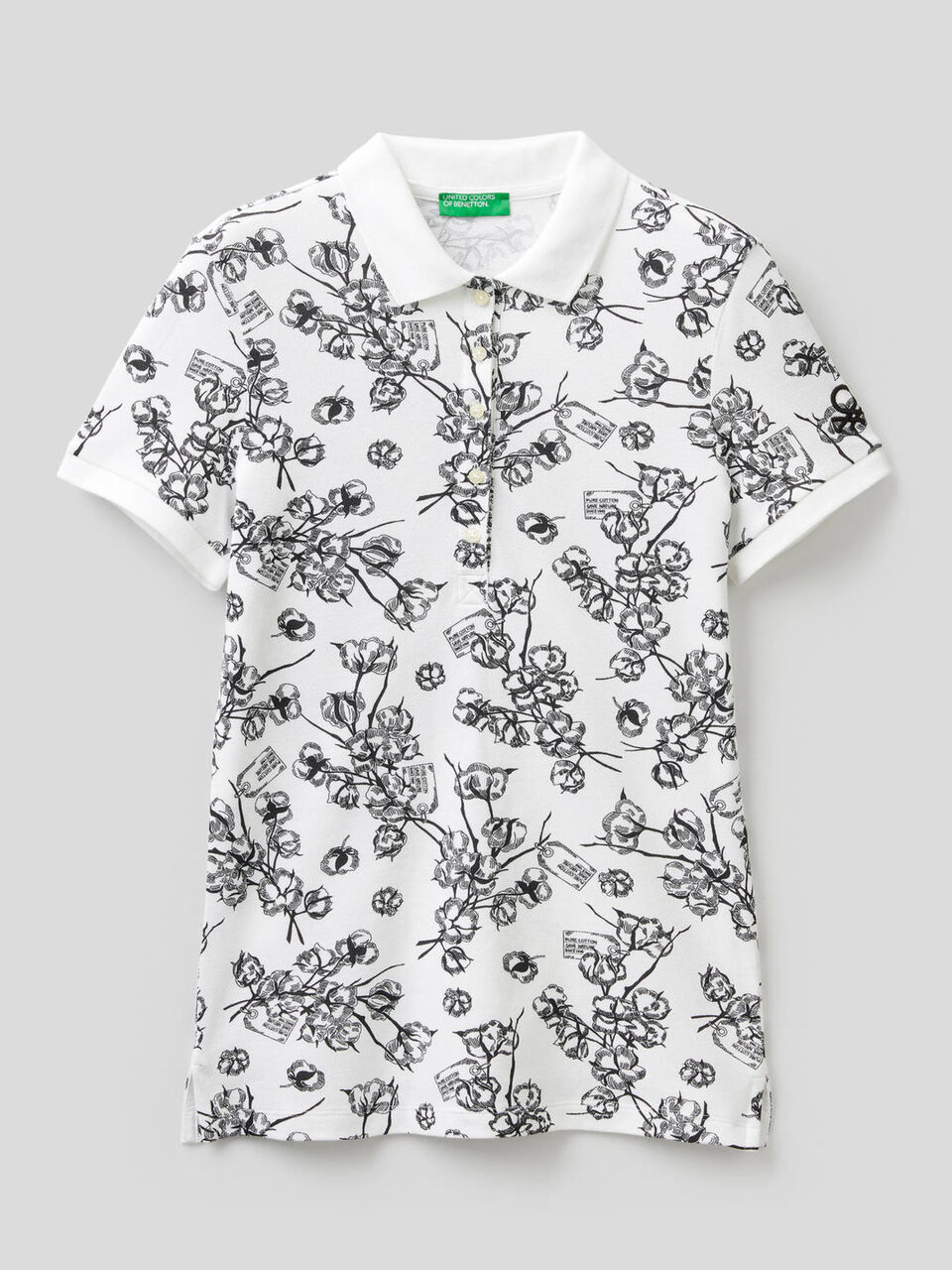 Polo imprimé en coton stretch image number 1