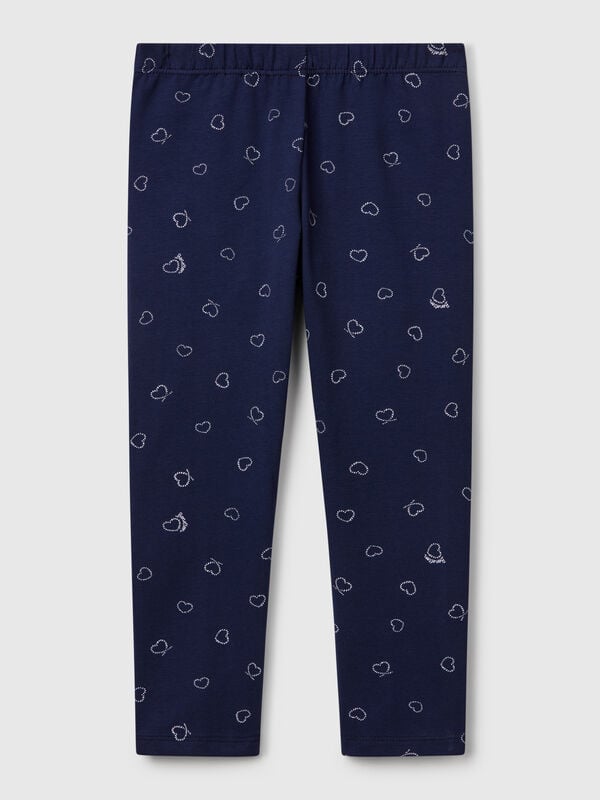 Legging bleu foncé imprimé coeurs Filles
